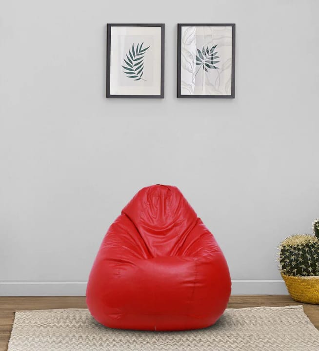 Leatherette Bean Bag in red